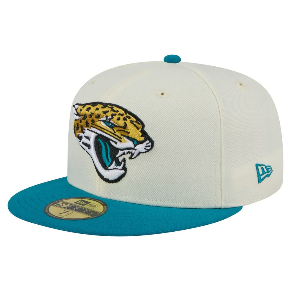 Jacksonville Jaguars New Era Main 59FIFTY Fitted Hat - Cream/Teal - NFL