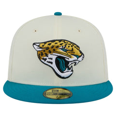 Jacksonville Jaguars New Era Main 59FIFTY Fitted Hat - Cream/Teal - NFL