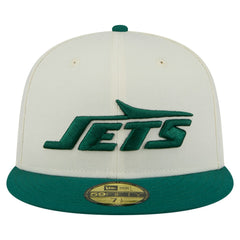 New York Jets New Era Main 59FIFTY Fitted Hat - Cream/Green - NFL
