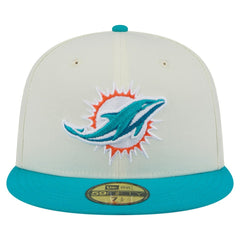Miami Dolphins New Era Main 59FIFTY Fitted Hat - Cream/Aqua - NFL