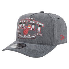 New Era Miami Heat Throwback Washed Pre-Curved 9FIFTY Snapback Hat Charcoal