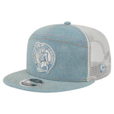 New Era Boston Celtics Adventure Denim Split Panel 9FIFTY Snapback Trucker Hat