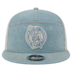New Era Boston Celtics Adventure Denim Split Panel 9FIFTY Snapback Trucker Hat