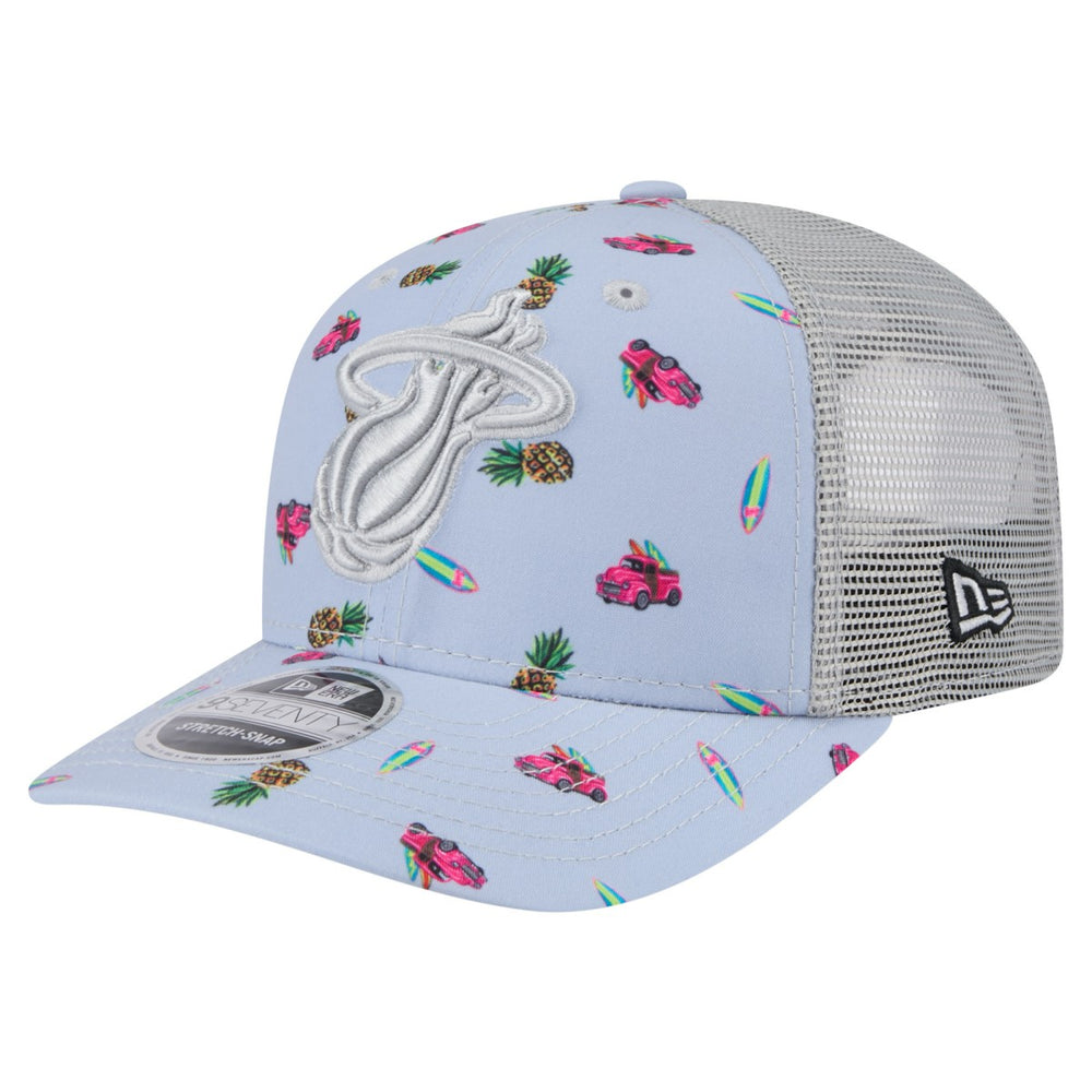 New Era Miami Heat Adventure Aloha Pattern 9SEVENTY Stretch-Snap Hat Light Blue/Gray