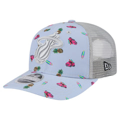 New Era Miami Heat Adventure Aloha Pattern 9SEVENTY Stretch-Snap Hat Light Blue/Gray