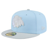 Chicago Blackhawks New Era Color Pack Two-Tone 59FIFTY Fitted Hat - Light Blue/Gray | New Era Clearance