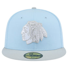 Chicago Blackhawks New Era Color Pack Two-Tone 59FIFTY Fitted Hat - Light Blue/Gray | New Era Clearance