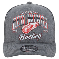 Detroit Red Wings New Era Throwback Washed A-Frame Pre-Curved 9FIFTY Snapback Hat - Charcoal | New Era near me