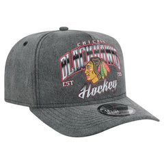 Chicago Blackhawks New Era Throwback Washed A-Frame Pre-Curved 9FIFTY Snapback Hat - Charcoal | New Era Lifestyle