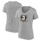 Anaheim Ducks Women's Primary Logo V-Neck T-Shirt – Gray | NHL sale