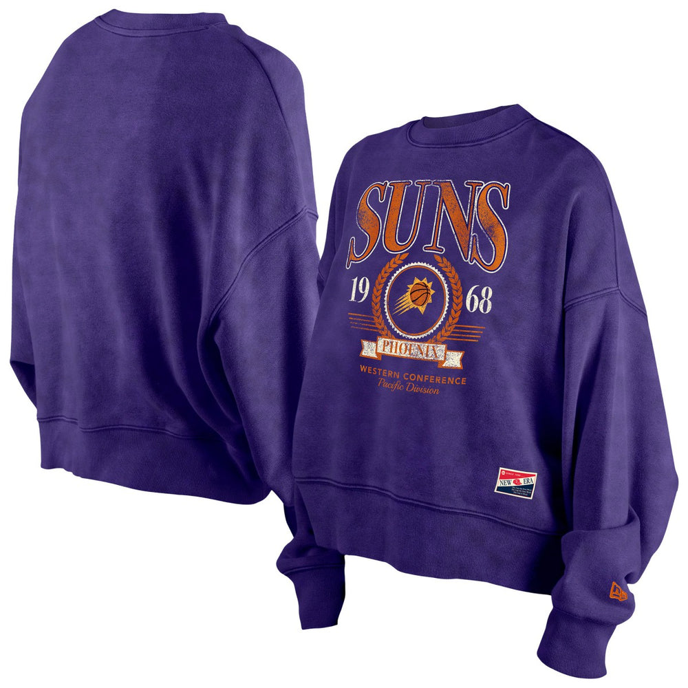 New Era Phoenix Suns Women's Throwback Vintage Enzyme Wash Oversized Boxy Pullover Sweatshirt Purple