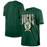 New Era Milwaukee Bucks Throwback Vintage Boxy Mineral Wash T-Shirt Hunter Green
