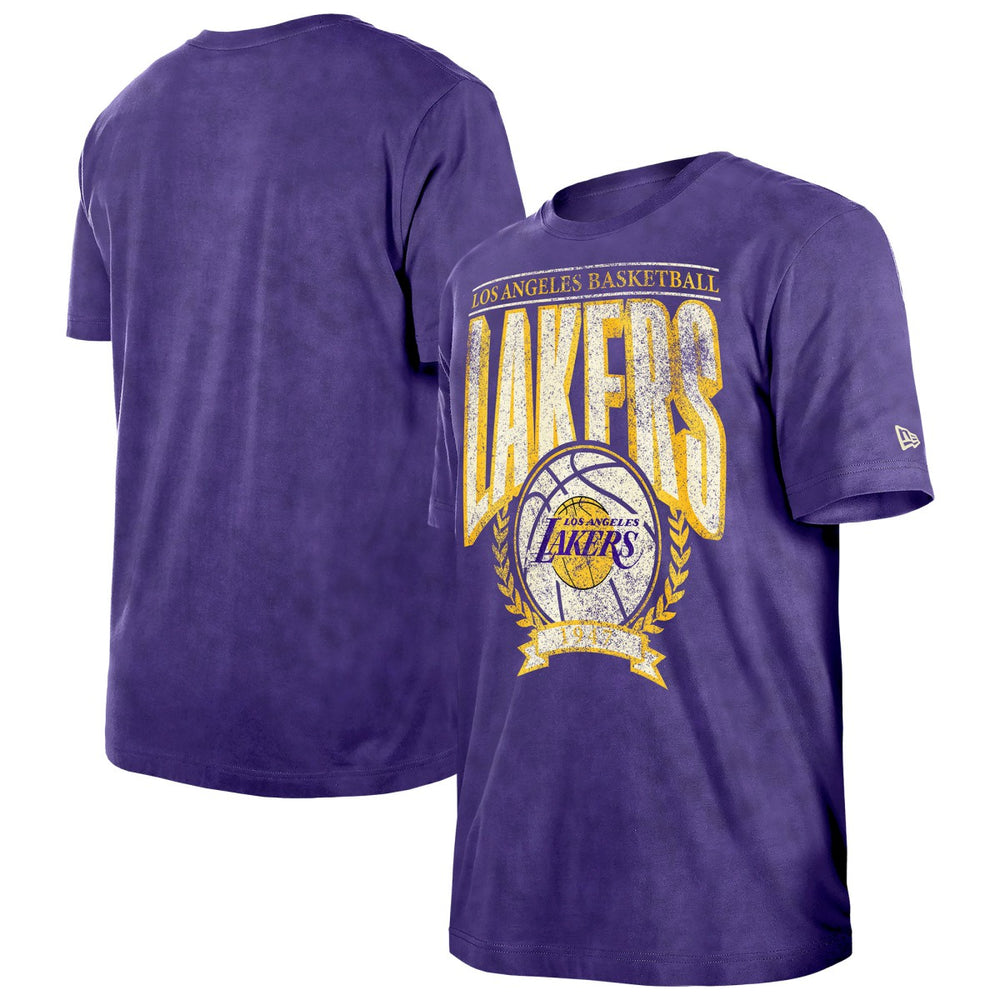 New Era Los Angeles Lakers Throwback Vintage Boxy Mineral Wash T-Shirt Purple