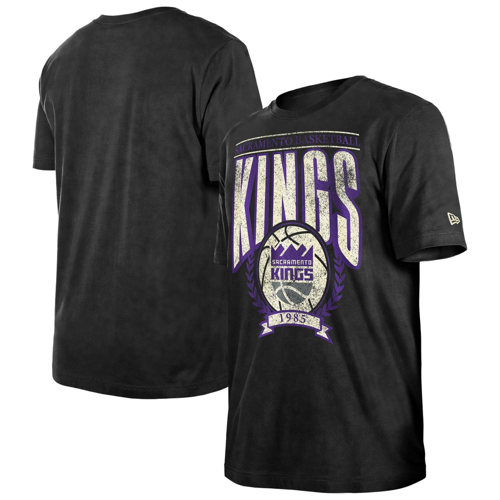 New Era Sacramento Kings Throwback Vintage Boxy Mineral Wash T-Shirt Black