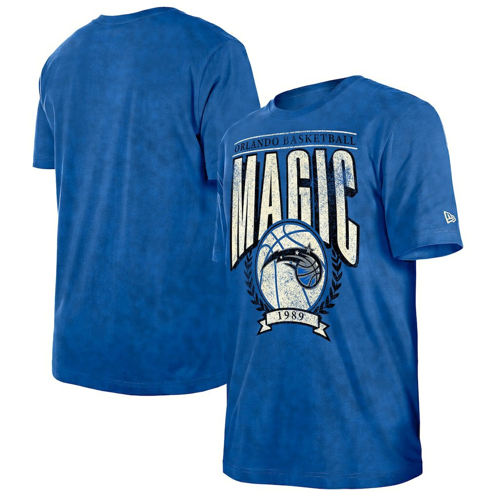 New Era Orlando Magic Throwback Vintage Boxy Mineral Wash T-Shirt Blue