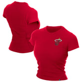 New Era Miami Heat Women's Leisure Collection Baby Doll Cropped T-Shirt Dark Red