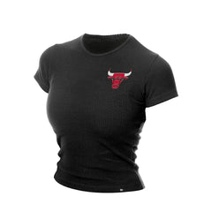 New Era Chicago Bulls Women's Leisure Collection Baby Doll Cropped T-Shirt Black