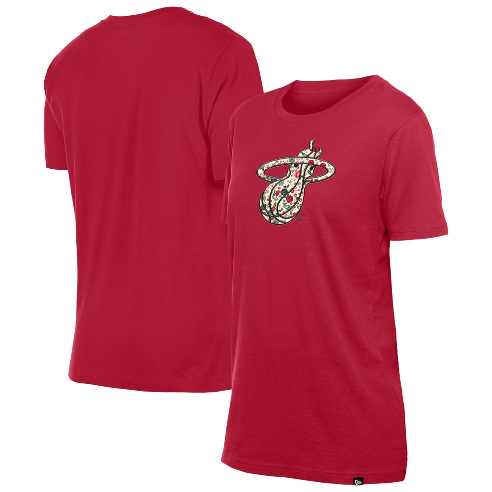 New Era Miami Heat Women's Glam Game Flower T-Shirt Red