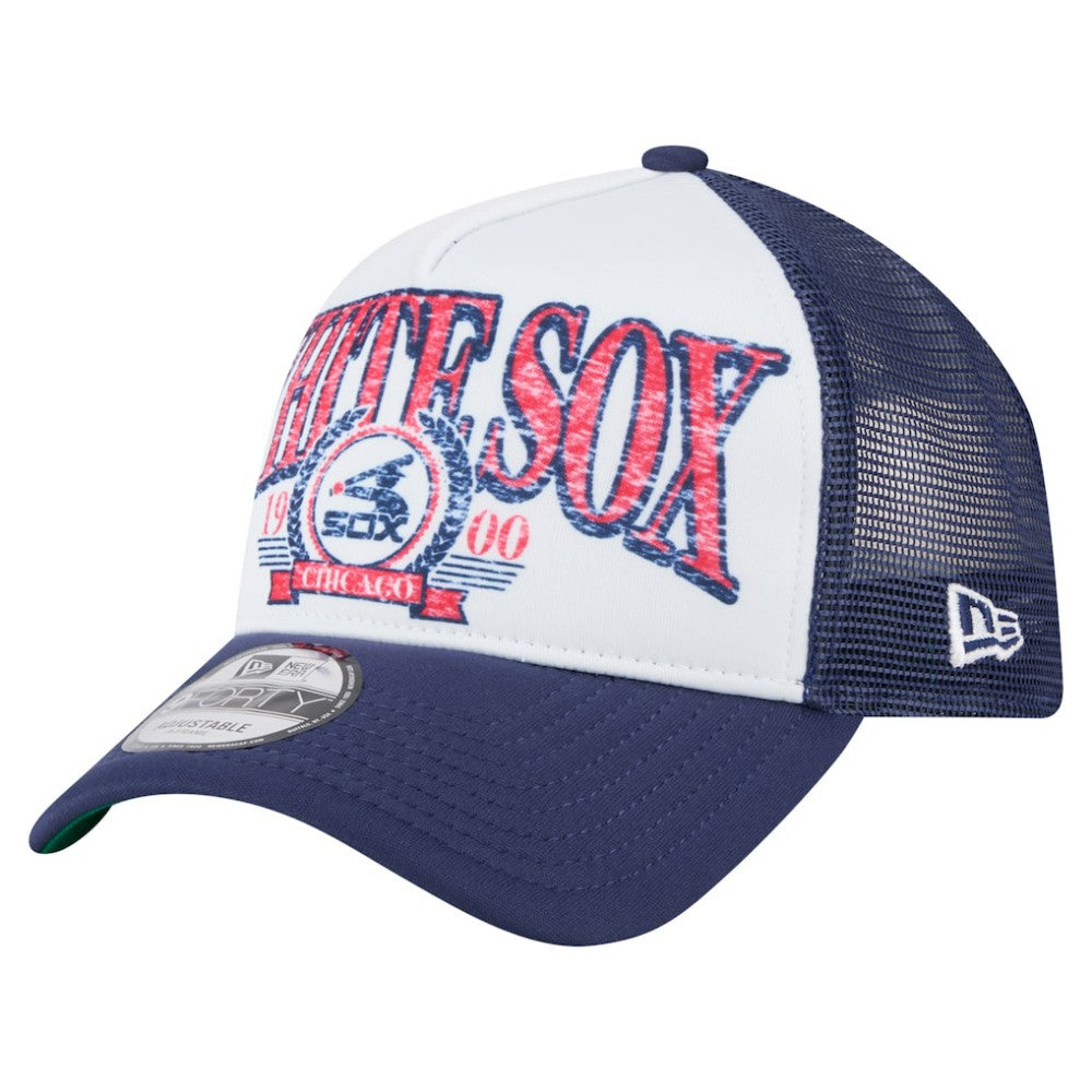 Chicago White Sox New Era Distressed 9FORTY A-Frame Adjustable Trucker Hat for sale