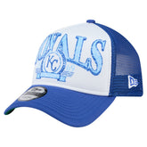 Kansas City Royals New Era Distressed 9FORTY A-Frame Adjustable Trucker Hat Sale