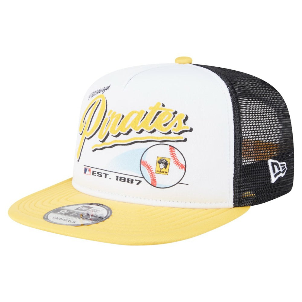 Pittsburgh Pirates New Era Retro Script Trucker 9FIFTY Snapback Hat Outlet