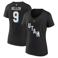 Clayton Keller Utah Mammoth Fanatics Women's Authentic Stack Name & Number V-Neck T-Shirt - Black | Fanatics Clearance