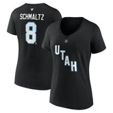 Nick Schmaltz Utah Mammoth Fanatics Women's Authentic Stack Name & Number V-Neck T-Shirt - Black | Fanatics Clearance