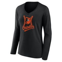 Baltimore Orioles Women's Fastball Long Sleeve V-Neck T-Shirt Discount