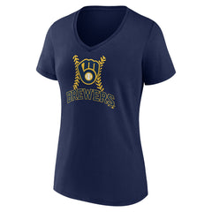 Milwaukee Brewers Women's Fastball V-Neck T-Shirt Discount