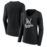 Los Angeles Dodgers Women's Fastball Long Sleeve V-Neck T-Shirt Outlet