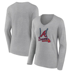 Atlanta Braves Women's Fastball Long Sleeve V-Neck T-Shirt for sale