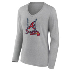 Atlanta Braves Women's Fastball Long Sleeve V-Neck T-Shirt for sale