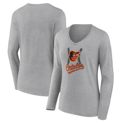 Baltimore Orioles Women's Fastball Long Sleeve V-Neck T-Shirt Near Me
