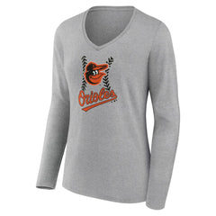 Baltimore Orioles Women's Fastball Long Sleeve V-Neck T-Shirt Near Me