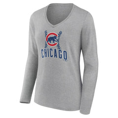 Chicago Cubs Women's Fastball Long Sleeve V-Neck T-Shirt Sale