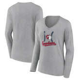 Cleveland Guardians Women's Fastball Long Sleeve V-Neck T-Shirt Outlet