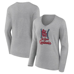 St. Louis Cardinals Women's Fastball Long Sleeve V-Neck T-Shirt Near Me