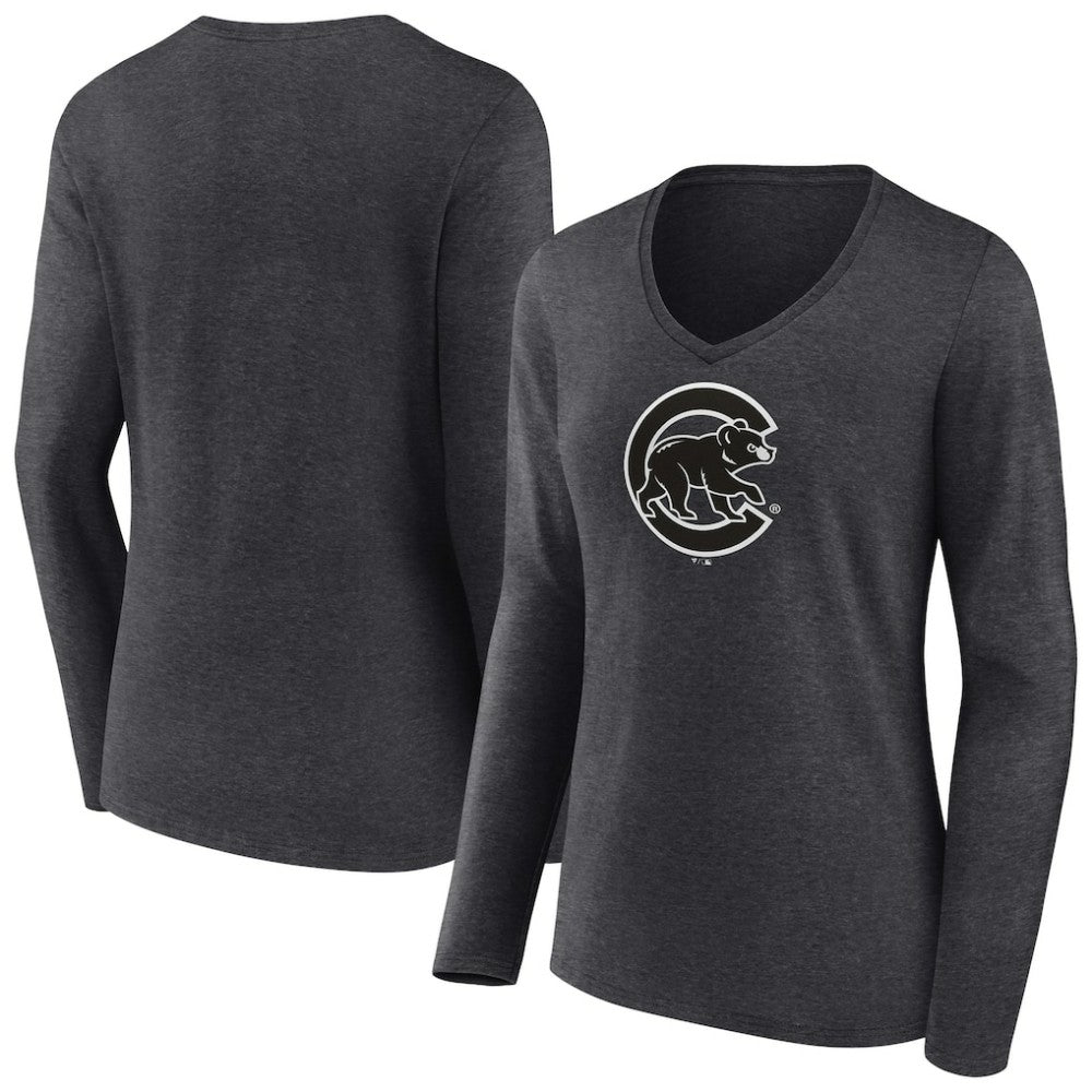 Chicago Cubs Women's Monochrome Long Sleeve V-Neck T-Shirt Near Me