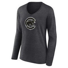 Chicago Cubs Women's Monochrome Long Sleeve V-Neck T-Shirt Near Me