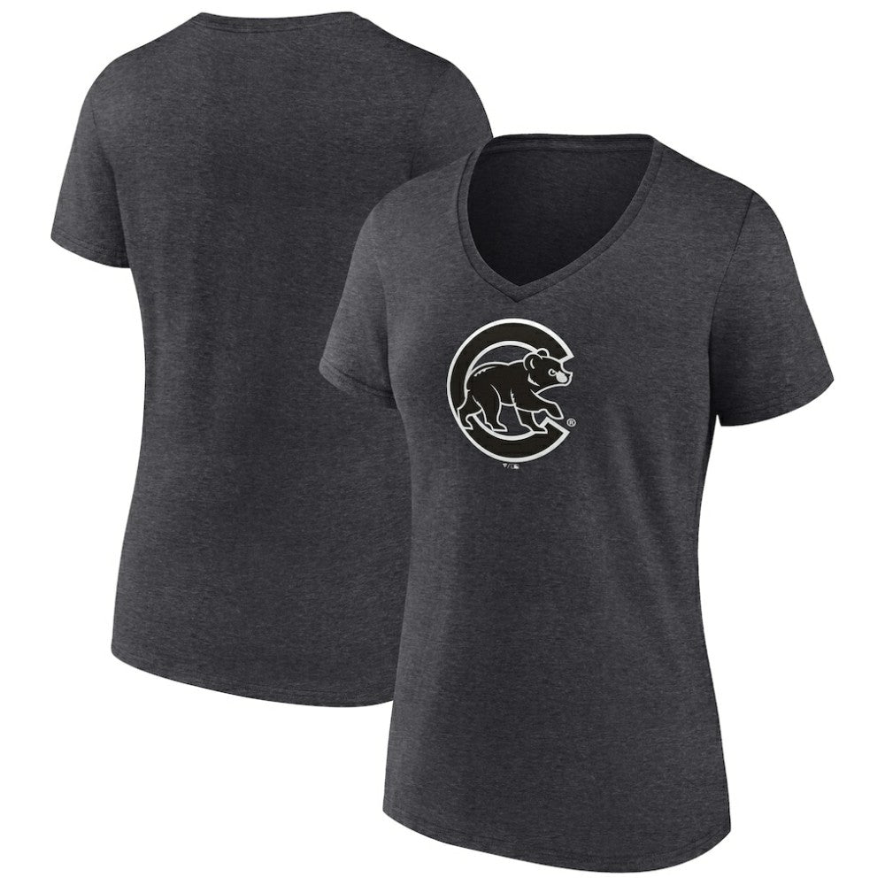 Chicago Cubs Women's Monochrome V-Neck T-Shirt Sale