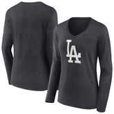 Los Angeles Dodgers Women's Monochrome Long Sleeve V-Neck T-Shirt Online