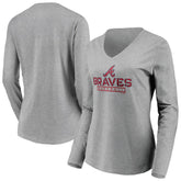Atlanta Braves Women's Evanston Stencil Long Sleeve V-Neck T-Shirt Sale