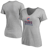 Chicago Cubs Women's Evanston Stencil V-Neck T-Shirt Sale