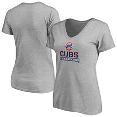 Chicago Cubs Women's Evanston Stencil V-Neck T-Shirt Sale