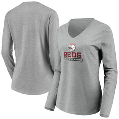 Cincinnati Reds Women's Evanston Stencil Long Sleeve V-Neck T-Shirt for sale