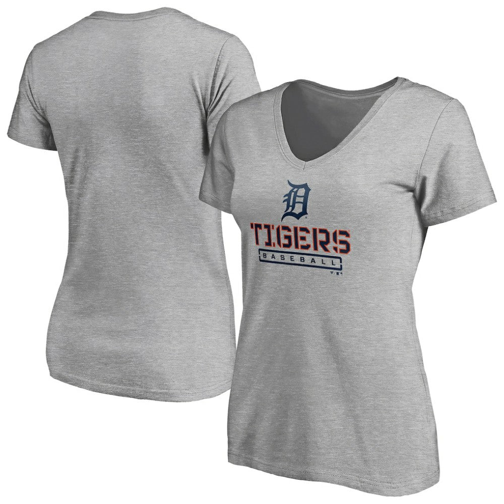 Detroit Tigers Women's Evanston Stencil V-Neck T-Shirt Discount
