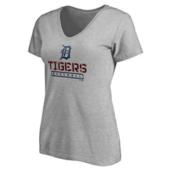 Detroit Tigers Women's Evanston Stencil V-Neck T-Shirt Discount