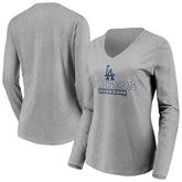 Los Angeles Dodgers Women's Evanston Stencil Long Sleeve V-Neck T-Shirt Online