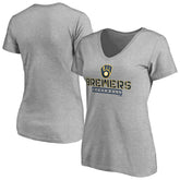 Milwaukee Brewers Women's Evanston Stencil V-Neck T-Shirt Near Me