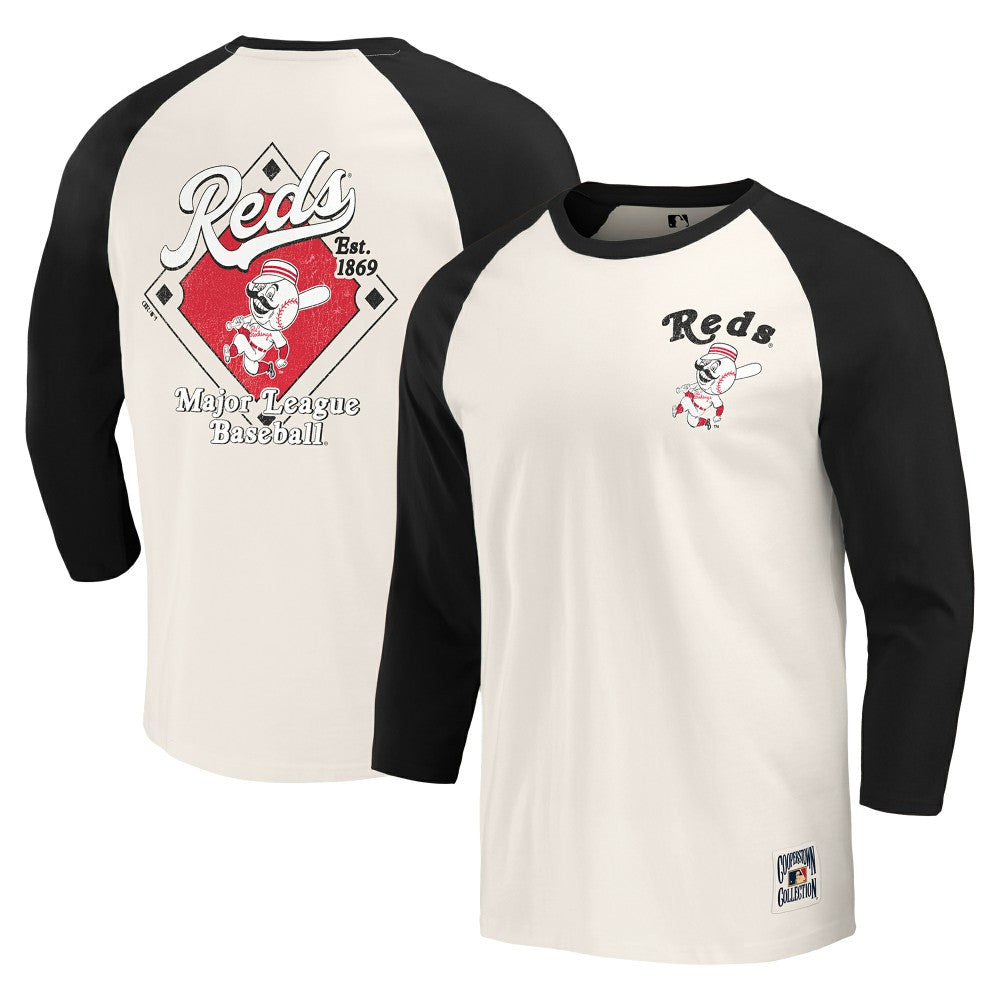 Cincinnati Reds Darius Rucker Collection by Fanatics Cooperstown Collection Raglan 3/4-Sleeve T-Shirt Near Me